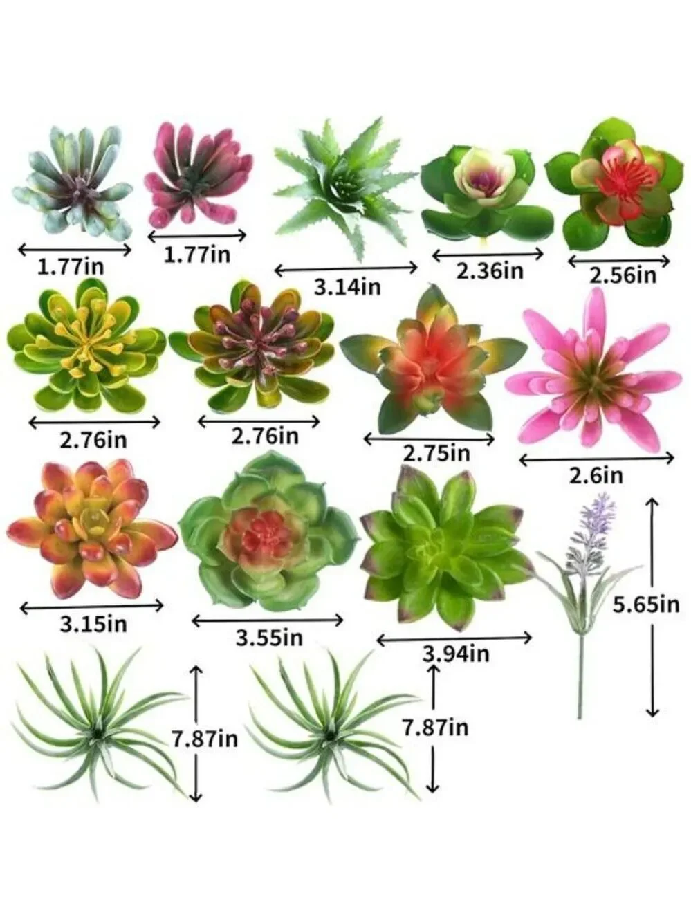 Set of 25 artificial succulent plants faux unpotted greenery for home garden dec
